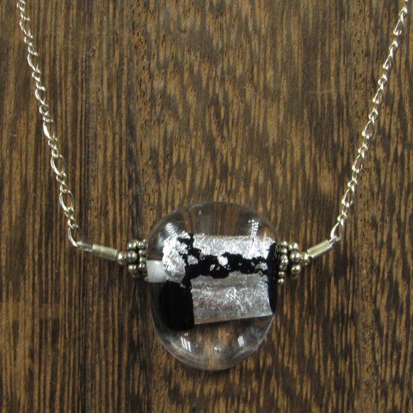 Jewelry - 16" Sterling Silver Glass Orb Necklace Vintage